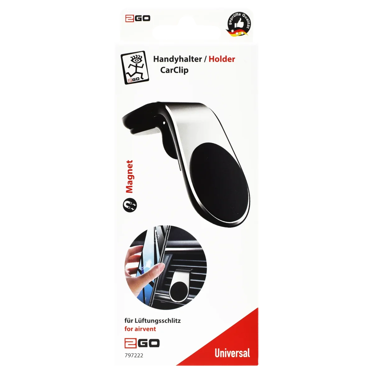 Universal Magnethalter "CarClip" - Magnet - inklusive Konterplatte - für Lüftungsschlitz - verschiedene Farben – Bild 5